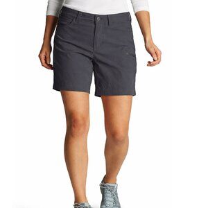EDDIE BAUER Ranier Tech Shorts Nylon Stretch DWR UPF Hiking Grey Women 6 x 6.5"